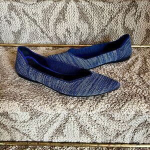 EEUC Women's Rothy's The Point Birdseye Blue Ballet Flats Shoes Size 7